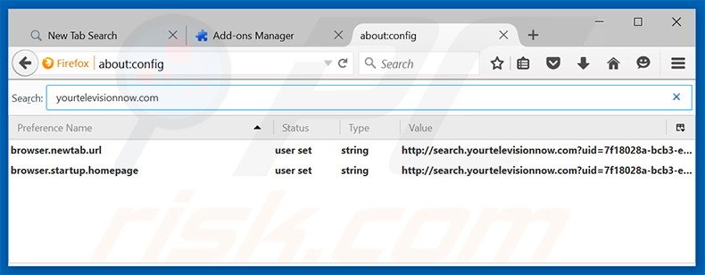 Removing search.yourtelevisionnow.com from Mozilla Firefox default search engine