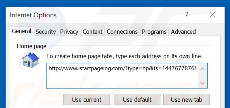 Removing istartpageing.com from Internet Explorer homepage