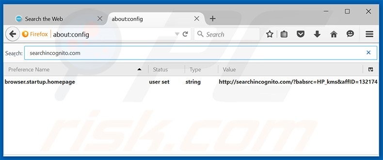 Removing searchincognito.com from Mozilla Firefox default search engine