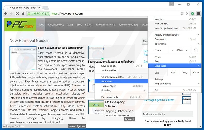 Removing Serpens  ads from Google Chrome step 1