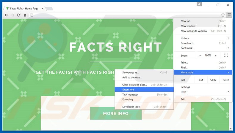 Removing Facts Right  ads from Google Chrome step 1