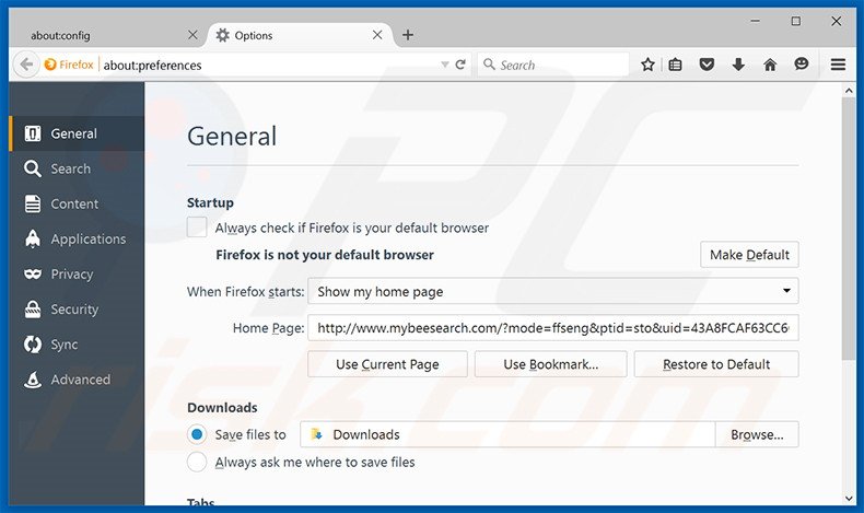 Removing mybeesearch.com from Mozilla Firefox homepage