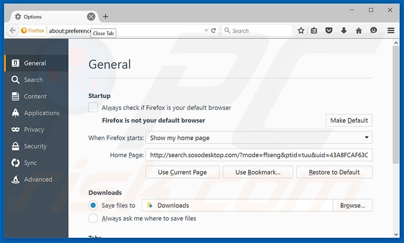 Removing search.sosodesktop.com from Mozilla Firefox homepage