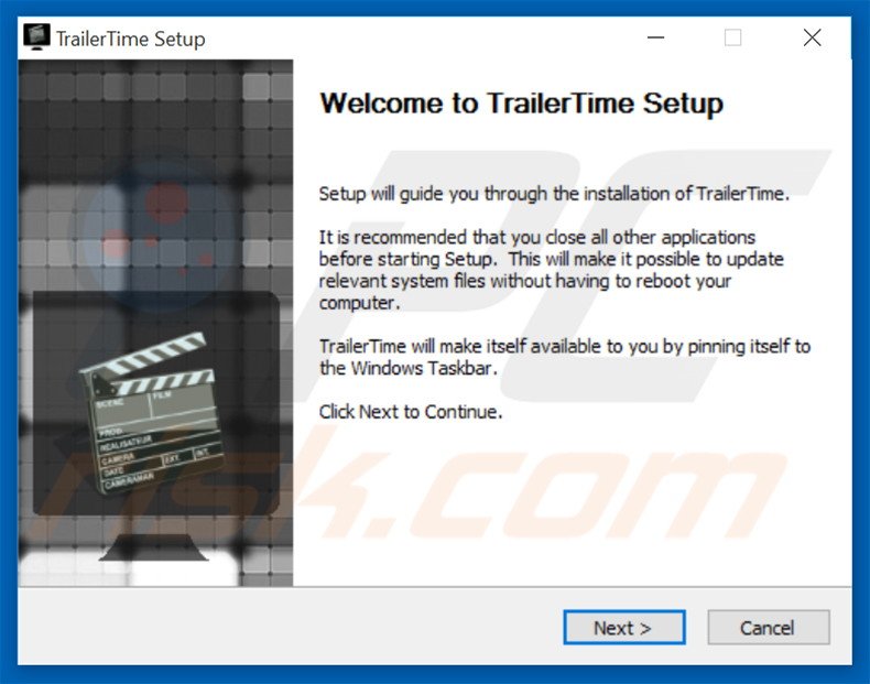 Official TrailerTime adware installation setup