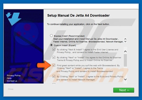 Browseextended adware distributing setup