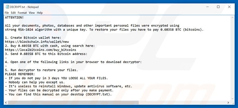 Crypted decrypt instructions