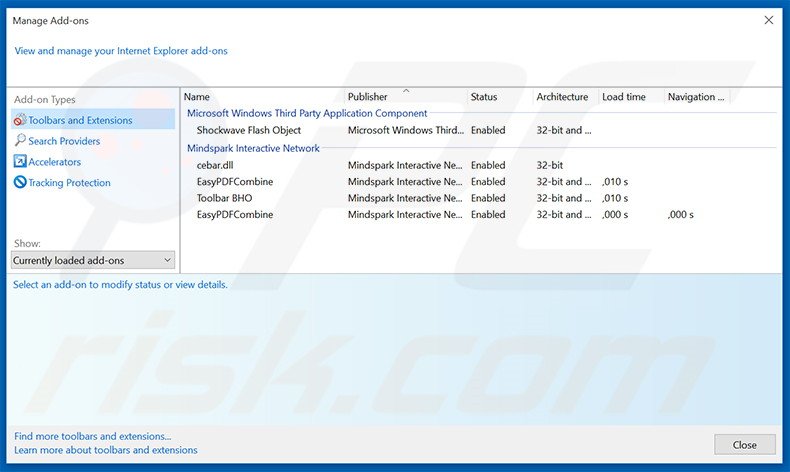 Removing EasyPDFCombine related Internet Explorer extensions