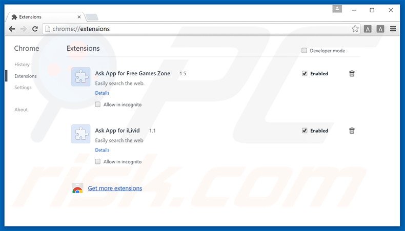 Removing gold-page.com related Google Chrome extensions