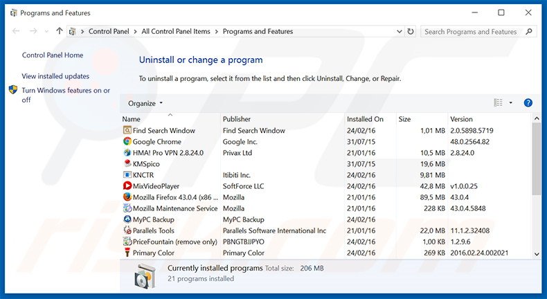 Innovate Direct adware uninstall via Control Panel