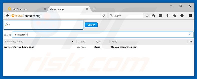 Removing nicesearches.com from Mozilla Firefox default search engine