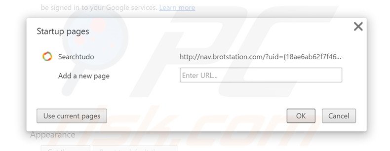 Removing nav.brotstation.com from Google Chrome homepage