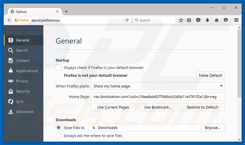 Removing nav.brotstation.com from Mozilla Firefox homepage