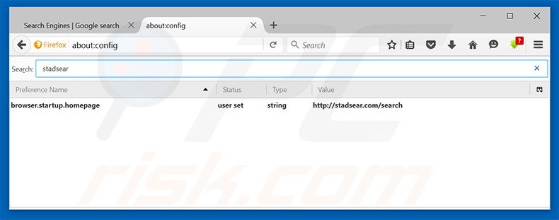 Removing stadsear.com from Mozilla Firefox default search engine