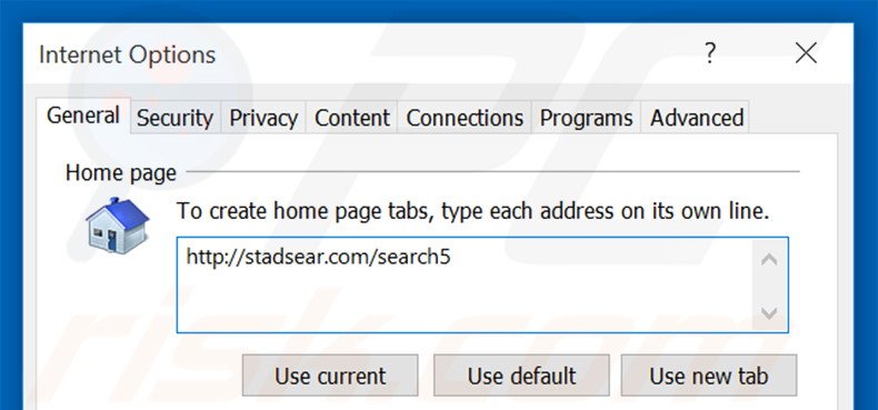 Removing stadsear.com from Internet Explorer homepage