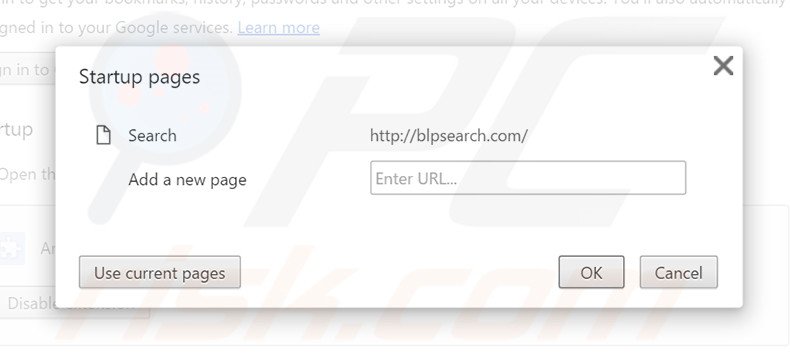 Removing blpsearch.com from Google Chrome homepage