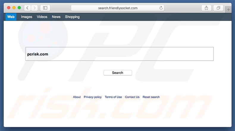 search.friendlysocket.com browser hijacker on a Mac computer
