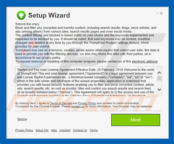 Installer used to distribute TrumpKard adware