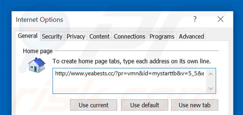 Removing yeabests.cc from Internet Explorer homepage
