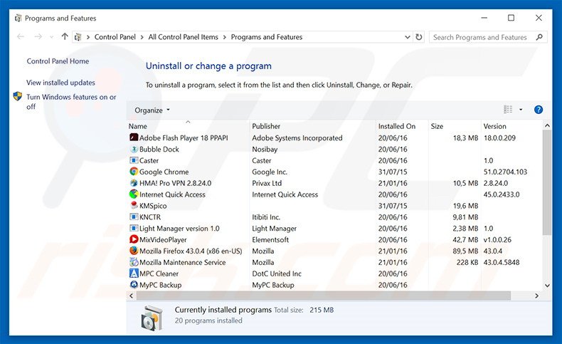 trotux.com browser hijacker uninstall via Control Panel