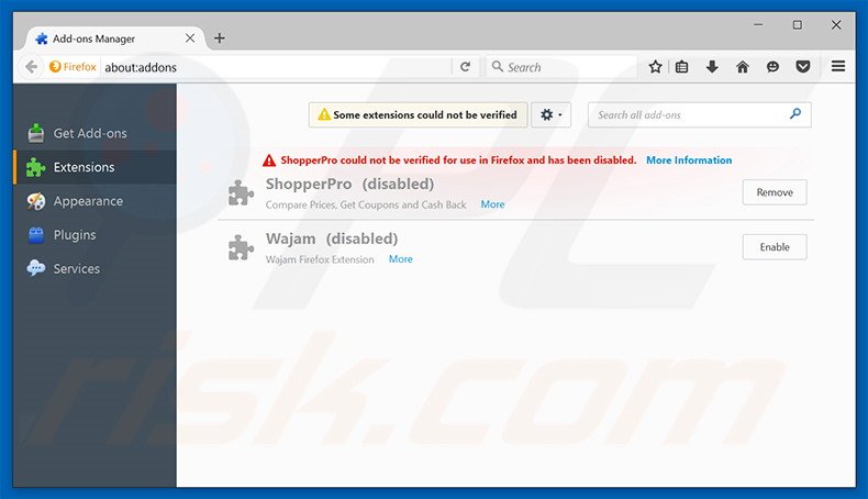 Removing searchinme.com related Mozilla Firefox extensions