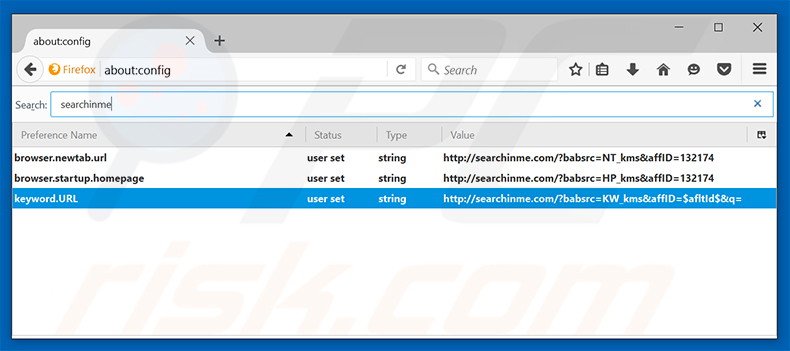 Removing searchinme.com from Mozilla Firefox default search engine