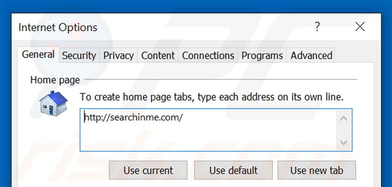 Removing searchinme.com from Internet Explorer homepage