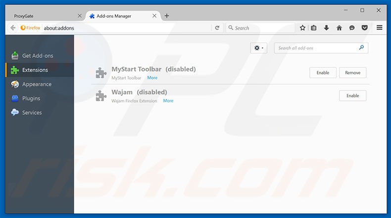Removing ProxyGate ads from Mozilla Firefox step 2