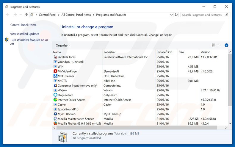 safesurfs.net browser hijacker uninstall via Control Panel