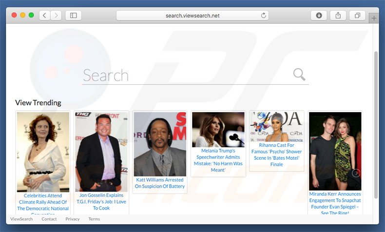 search.viewsearch.net browser hijacker on a Mac computer