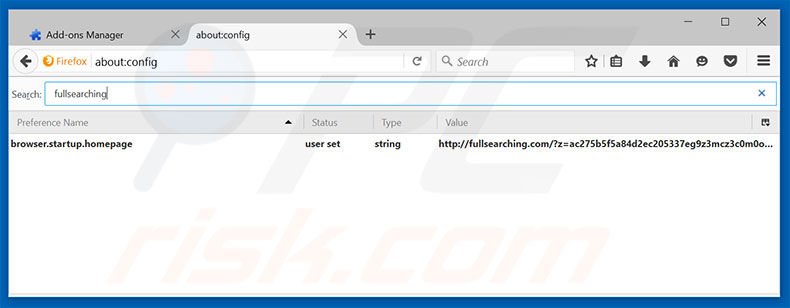 Removing fullsearching.com from Mozilla Firefox default search engine