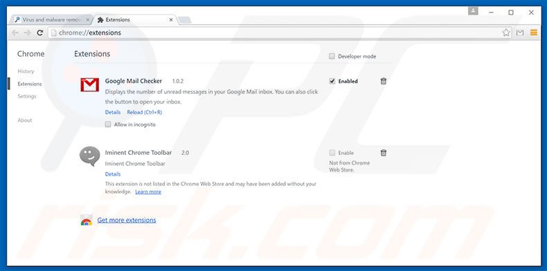 Removing VidSqaure ads from Google Chrome step 2