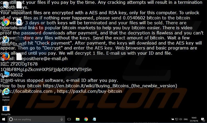 EncrypTile ransomware desktop wallpaper