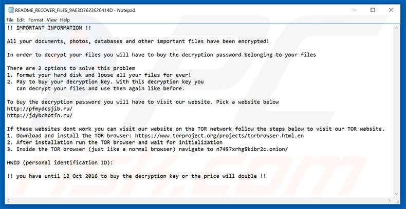 Hades Locker ransomware text file