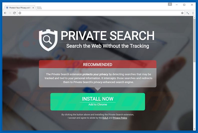 Strona internetowa promująca myprivatesearch.com