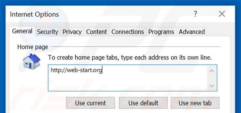 Removing web-start.org from Internet Explorer homepage