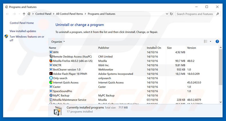 ww-searchings.com browser hijacker uninstall via Control Panel