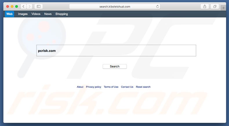 search.kiboletshual.com browser hijacker on a Mac computer
