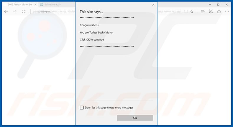 You Are Today's Lucky Visitor scam popup