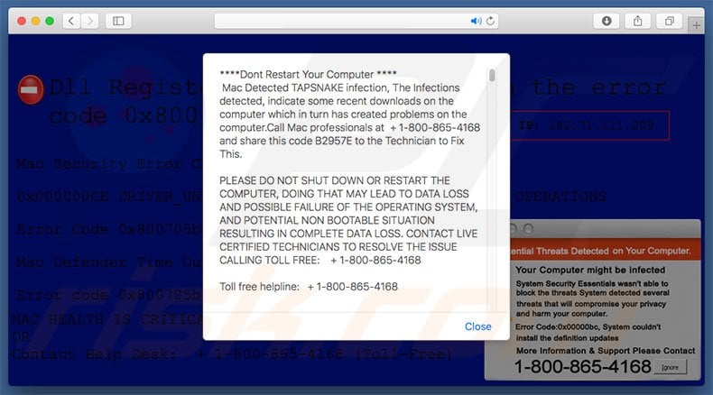 Mac Detected TAPSNAKE infection adware