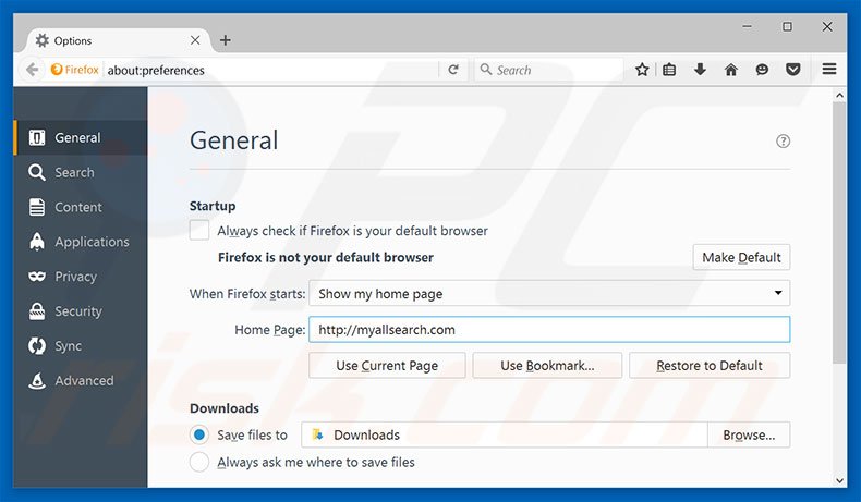 Removing myallsearch.com from Mozilla Firefox homepage