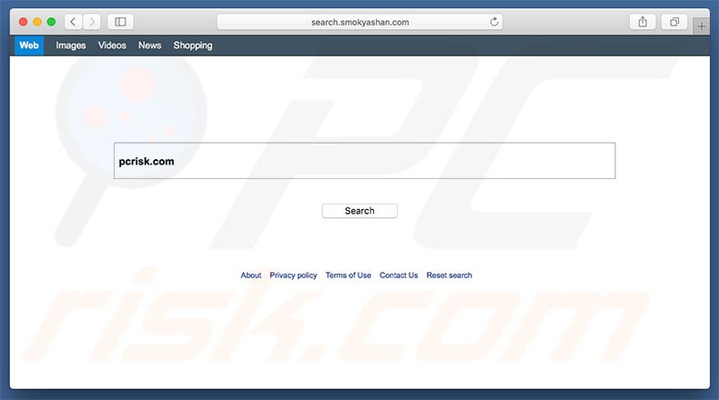 search.smokyashan.com browser hijacker on a Mac computer