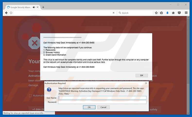 Call Windows Help Desk Immediately adware