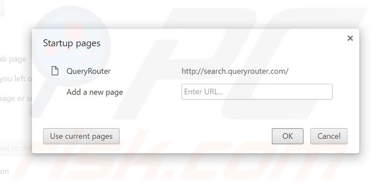 Removing search.queryrouter.com from Google Chrome homepage
