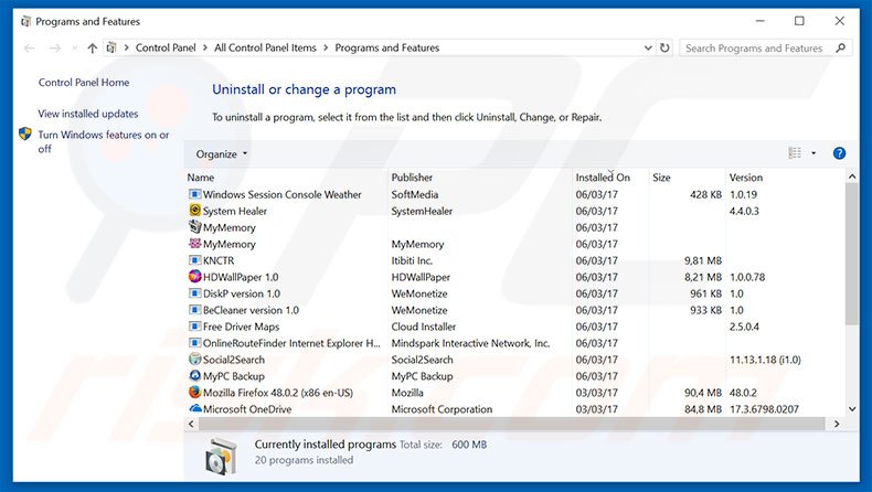 launchpage.org browser hijacker uninstall via Control Panel