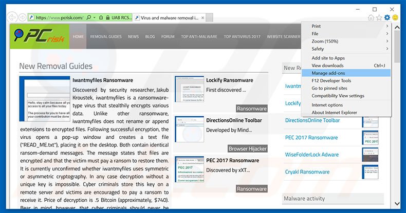 Removing Hyper-V Manager ads from Internet Explorer step 1