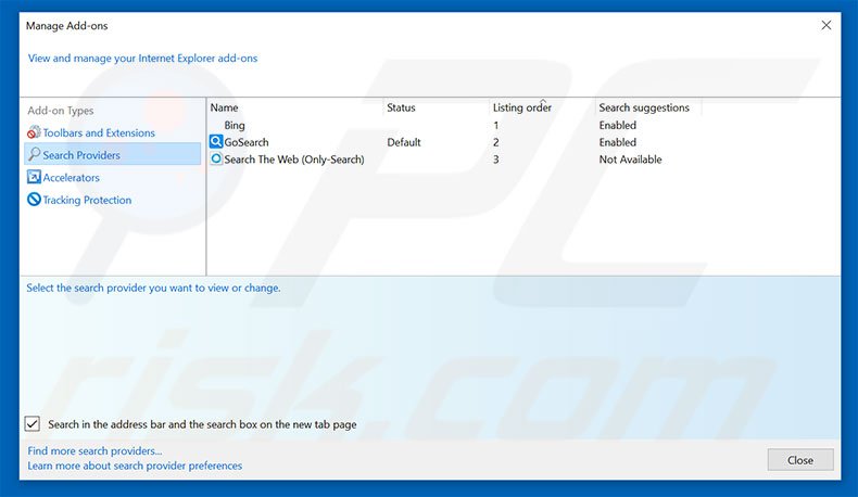 Removing mapseasy.net from Internet Explorer default search engine