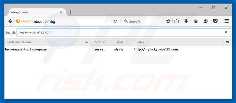 Removing myluckypage123.com from Mozilla Firefox default search engine