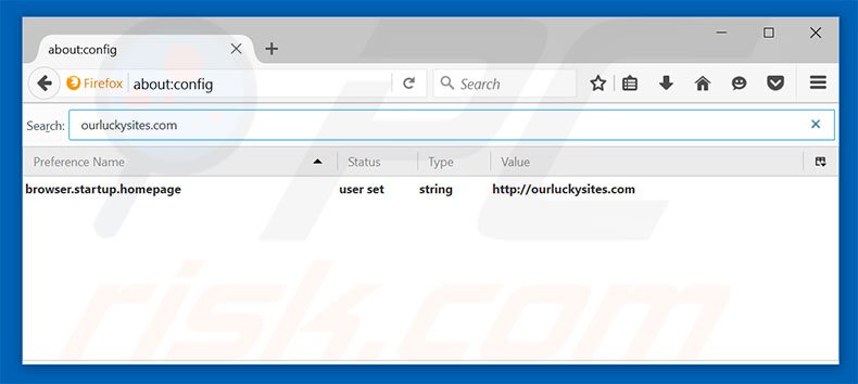 Removing ourluckysites.com from Mozilla Firefox default search engine