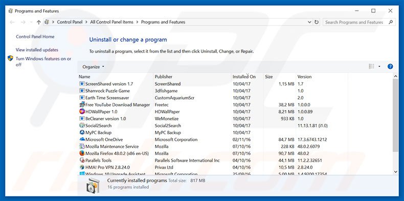 searchesspace.com browser hijacker uninstall via Control Panel