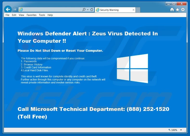 Windows Defender Alert adware